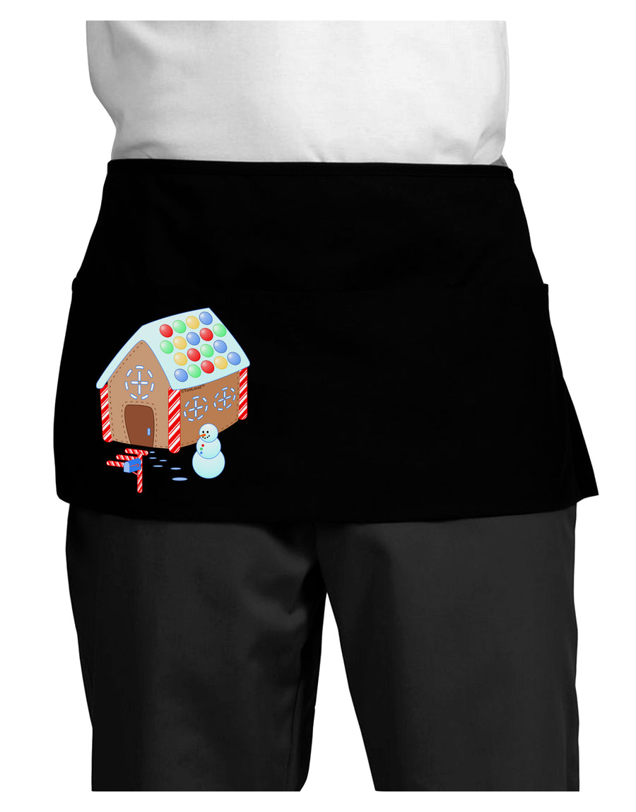 Little Gingerbread House Design #1 Dark Adult Mini Waist Apron, Server Apron by TooLoud-Mini Waist Apron-TooLoud-Black-One-Size-Davson Sales