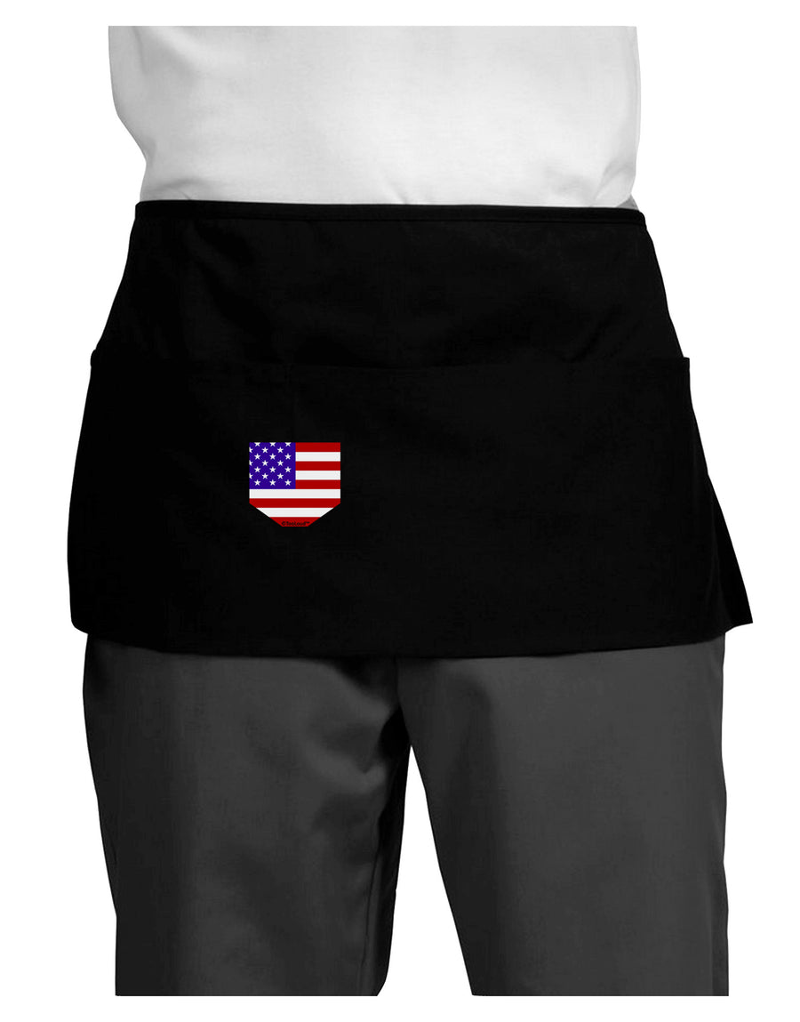 American Flag Faux Pocket Design Dark Adult Mini Waist Apron, Server Apron by TooLoud-Mini Waist Apron-TooLoud-Black-One-Size-Davson Sales