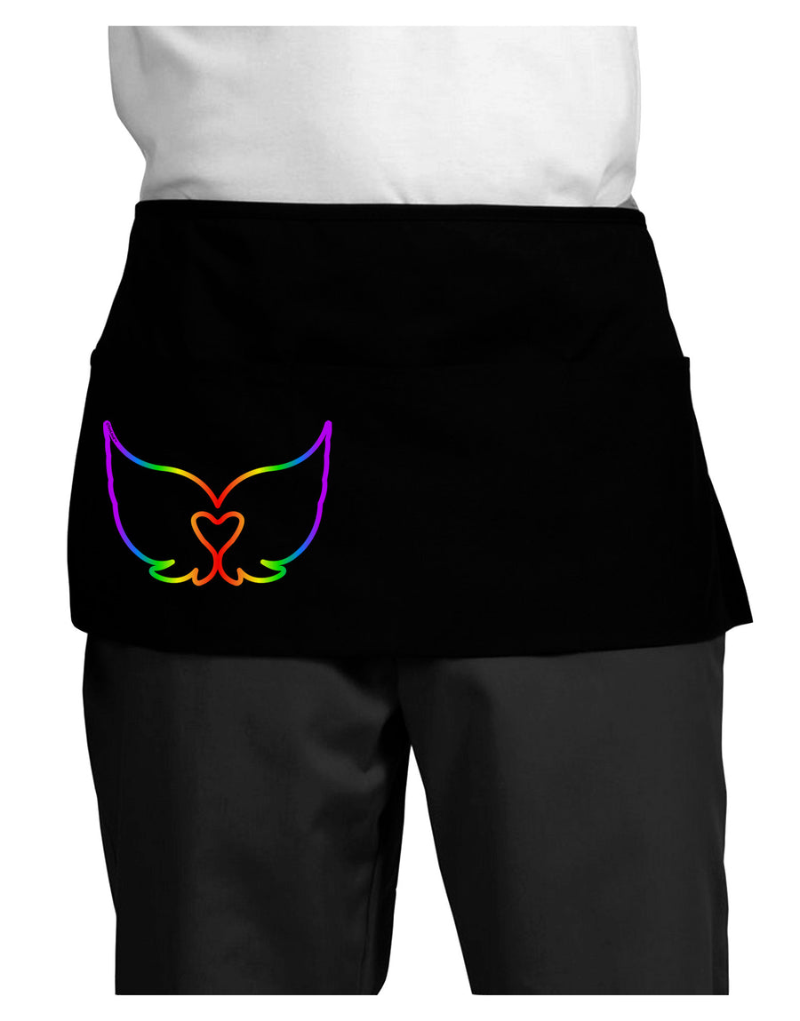 Cute Rainbow Angel Wings Heart Dark Adult Mini Waist Apron, Server Apron-Mini Waist Apron-TooLoud-Black-One-Size-Davson Sales