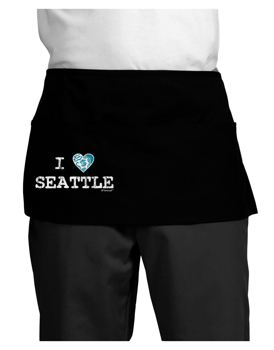 Distressed I Heart Seattle - Heart Flag Dark Adult Mini Waist Apron, Server Apron by TooLoud-Mini Waist Apron-TooLoud-Black-One-Size-Davson Sales