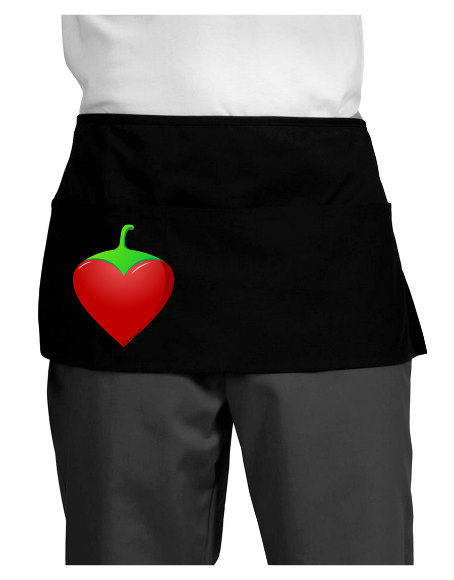 Chili Pepper Heart Dark Adult Mini Waist Apron, Server Apron-Mini Waist Apron-TooLoud-Black-One-Size-Davson Sales