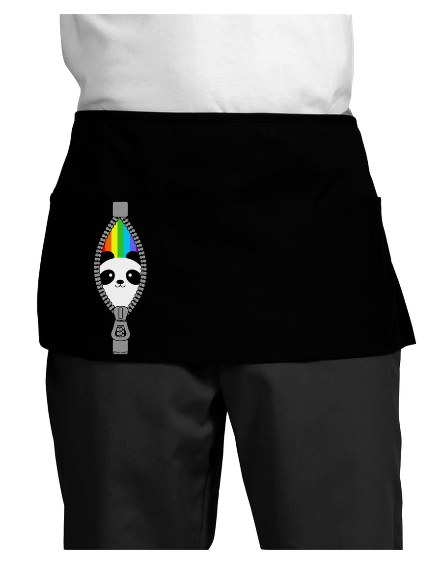 Rainbow Panda Peeking Out of Zipper Dark Adult Mini Waist Apron, Server Apron by TooLoud-Mini Waist Apron-TooLoud-Black-One-Size-Davson Sales