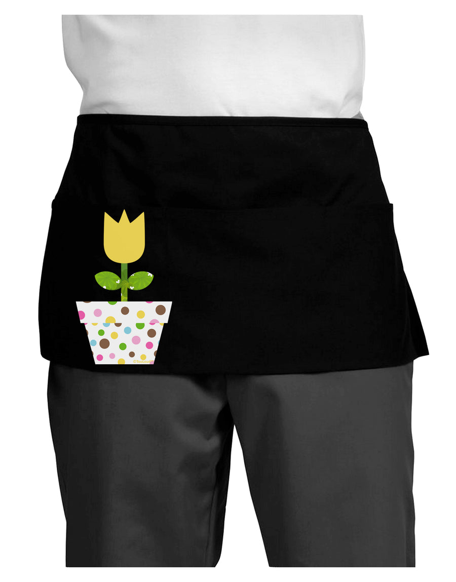 Easter Tulip Design - Yellow Dark Adult Mini Waist Apron, Server Apron by TooLoud-Mini Waist Apron-TooLoud-Black-One-Size-Davson Sales