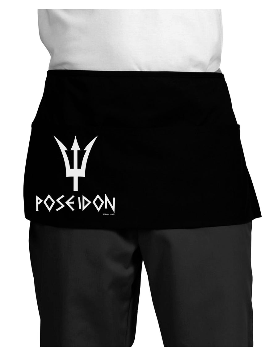 Trident of Poseidon with Text - Greek Mythology Dark Adult Mini Waist Apron, Server Apron by TooLoud-Mini Waist Apron-TooLoud-Black-One-Size-Davson Sales