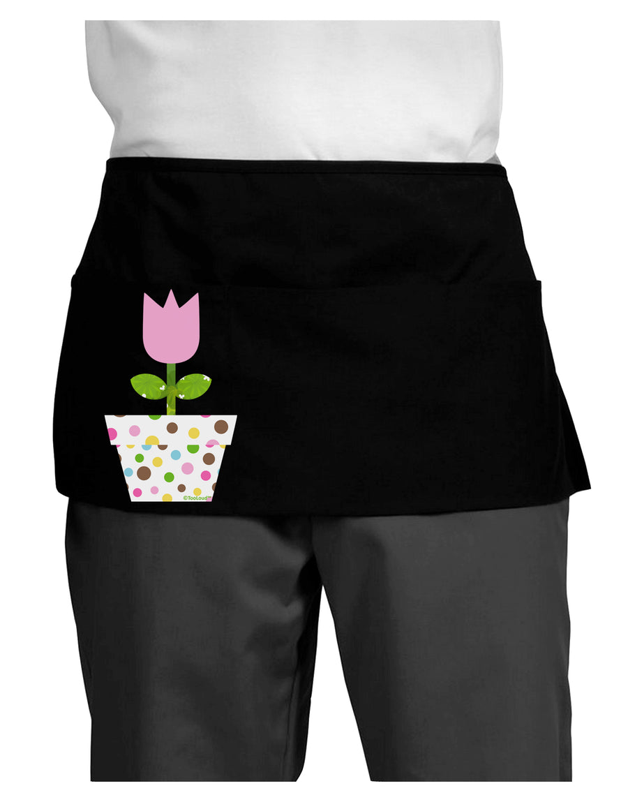 Easter Tulip Design - Pink Dark Adult Mini Waist Apron, Server Apron by TooLoud-Mini Waist Apron-TooLoud-Black-One-Size-Davson Sales