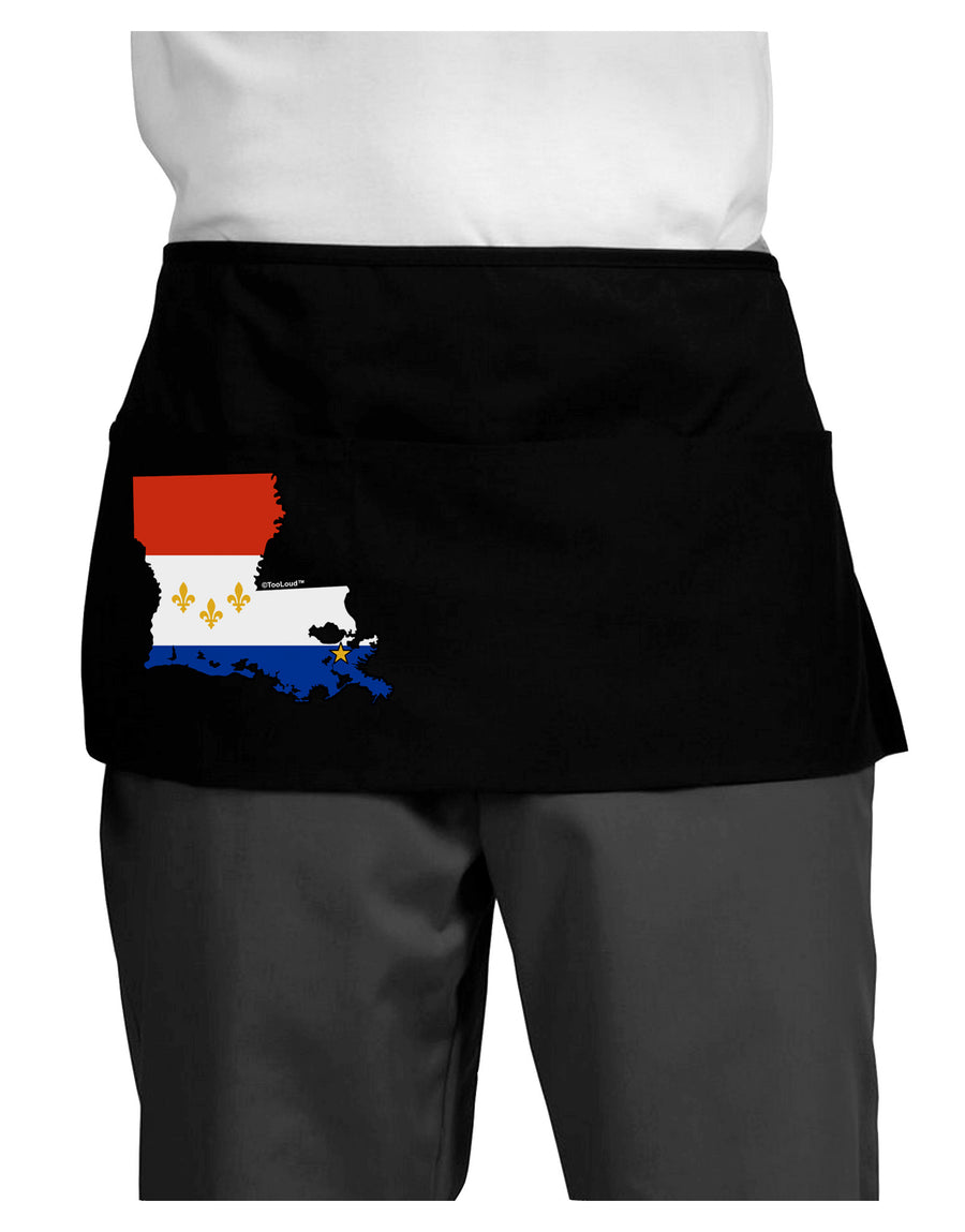 New Orleans Louisiana Flag Dark Adult Mini Waist Apron, Server Apron-Mini Waist Apron-TooLoud-Black-One-Size-Davson Sales