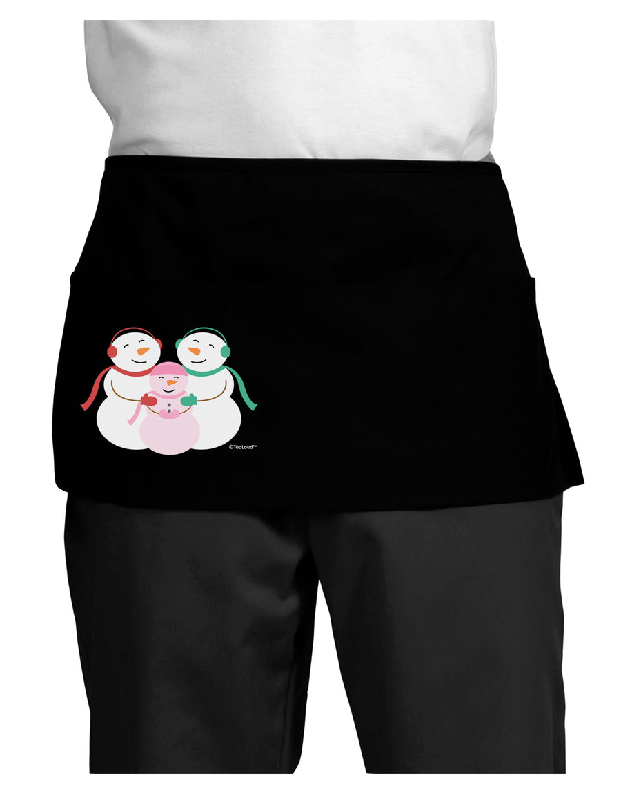 Cute Snowman Family with Girl Dark Adult Mini Waist Apron, Server Apron by TooLoud-Mini Waist Apron-TooLoud-Black-One-Size-Davson Sales