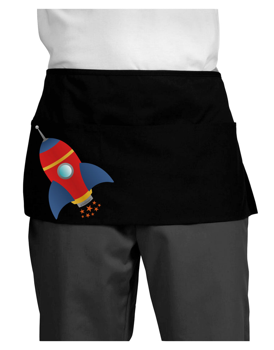 Space Rocket Ship and Stars Dark Adult Mini Waist Apron, Server Apron by TooLoud-Mini Waist Apron-TooLoud-Black-One-Size-Davson Sales