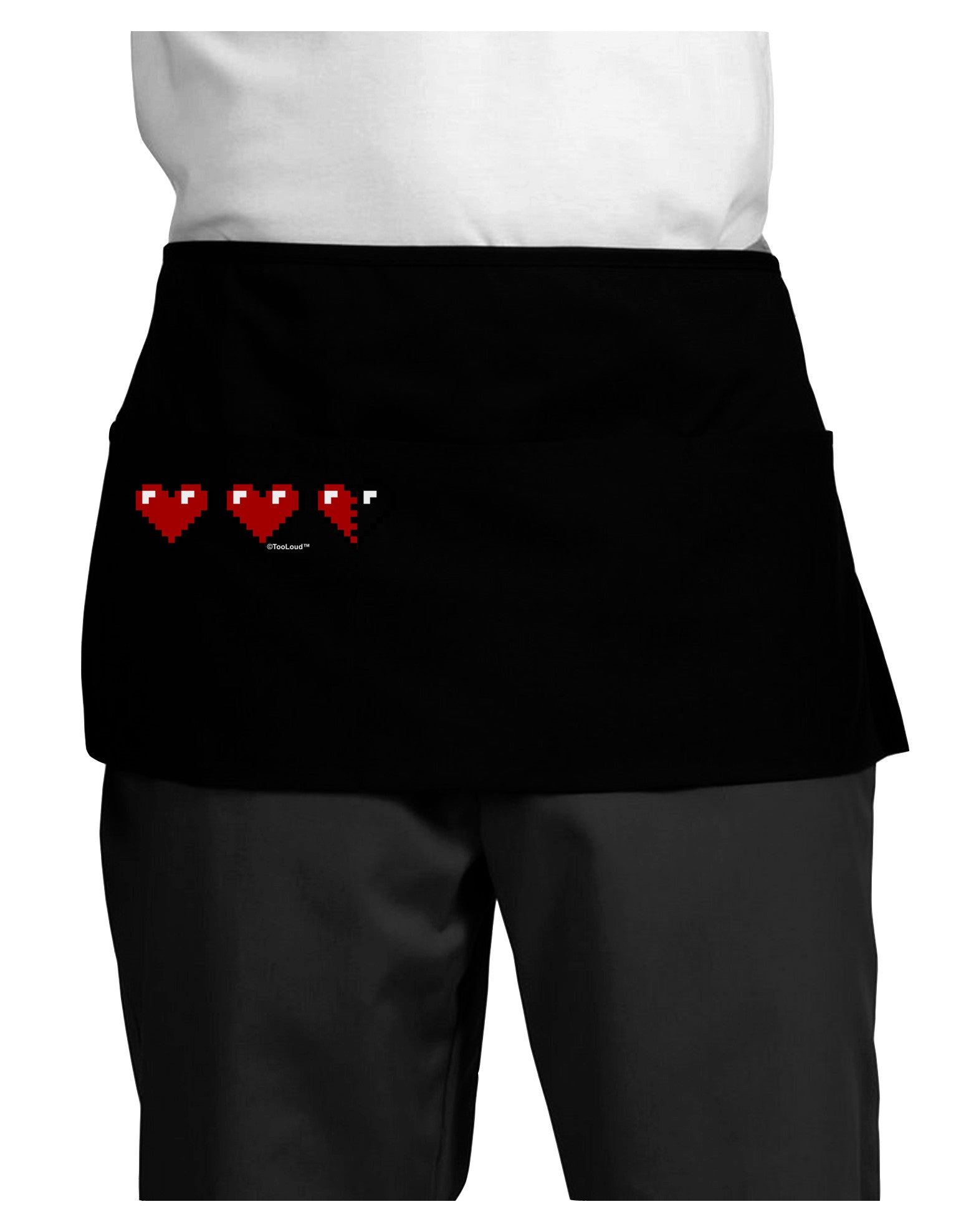 Couples Pixel Heart Life Bar - Left Dark Adult Mini Waist Apron, Server Apron by TooLoud-Mini Waist Apron-TooLoud-Black-One-Size-Davson Sales