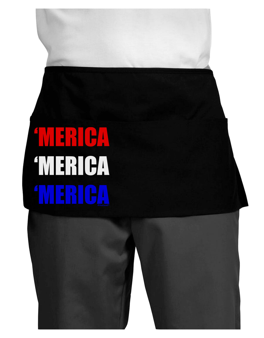 Merica Merica Merica - Red and Blue Dark Adult Mini Waist Apron, Server Apron-Mini Waist Apron-TooLoud-Black-One-Size-Davson Sales