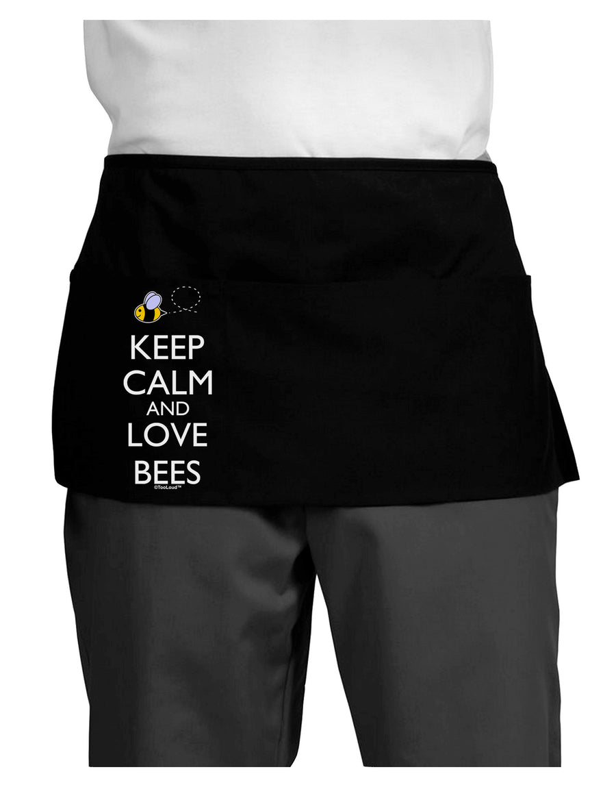 Keep Calm and Love Bees Color Dark Adult Mini Waist Apron, Server Apron-Mini Waist Apron-TooLoud-Black-One-Size-Davson Sales