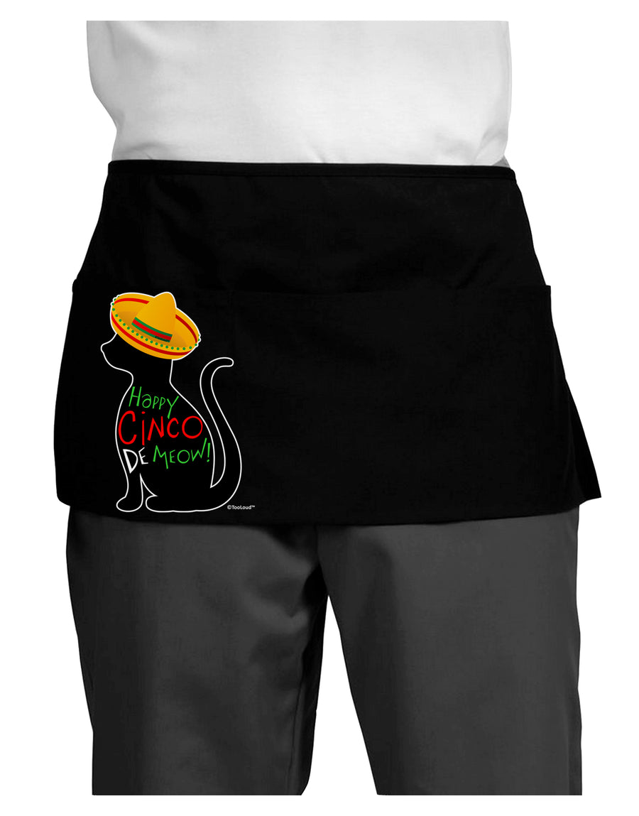 Happy Cinco de Meow - Cinco de Mayo Cat Dark Adult Mini Waist Apron, Server Apron by TooLoud-Mini Waist Apron-TooLoud-Black-One-Size-Davson Sales