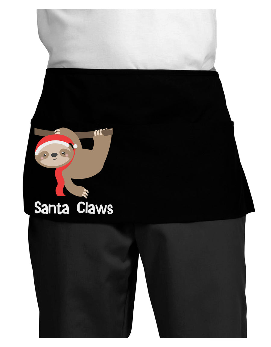 Cute Christmas Sloth - Santa Claws Dark Adult Mini Waist Apron, Server Apron by TooLoud-Mini Waist Apron-TooLoud-Black-One-Size-Davson Sales