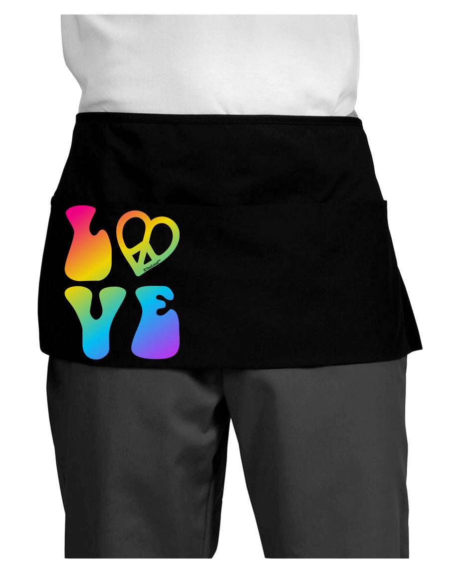 Peace and Love - Peace Heart Love Dark Adult Mini Waist Apron, Server Apron-Mini Waist Apron-TooLoud-Black-One-Size-Davson Sales