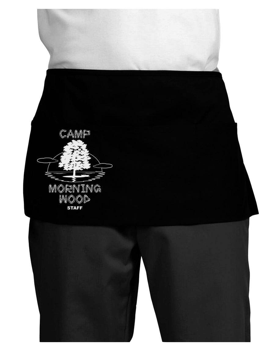 Camp Morning Wood Staff - B&W Dark Adult Mini Waist Apron, Server Apron-Mini Waist Apron-TooLoud-Black-One-Size-Davson Sales