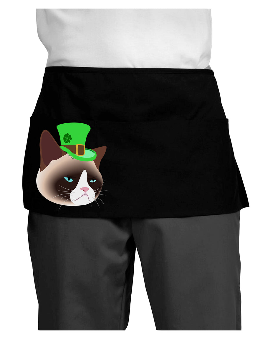 Leprechaun Disgruntled Cat Dark Adult Mini Waist Apron, Server Apron-Mini Waist Apron-TooLoud-Black-One-Size-Davson Sales