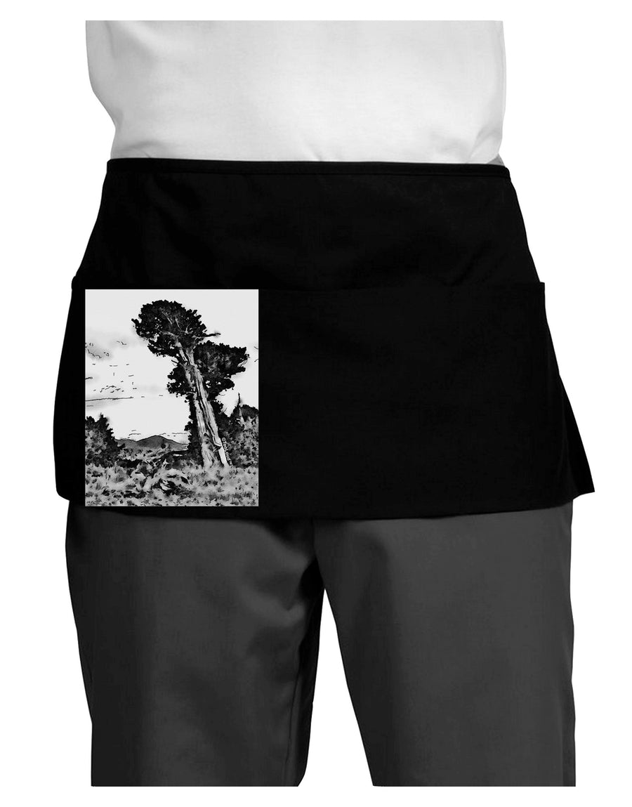 Colorado Landscape Watercolor BW Dark Adult Mini Waist Apron, Server Apron-Mini Waist Apron-TooLoud-Black-One-Size-Davson Sales