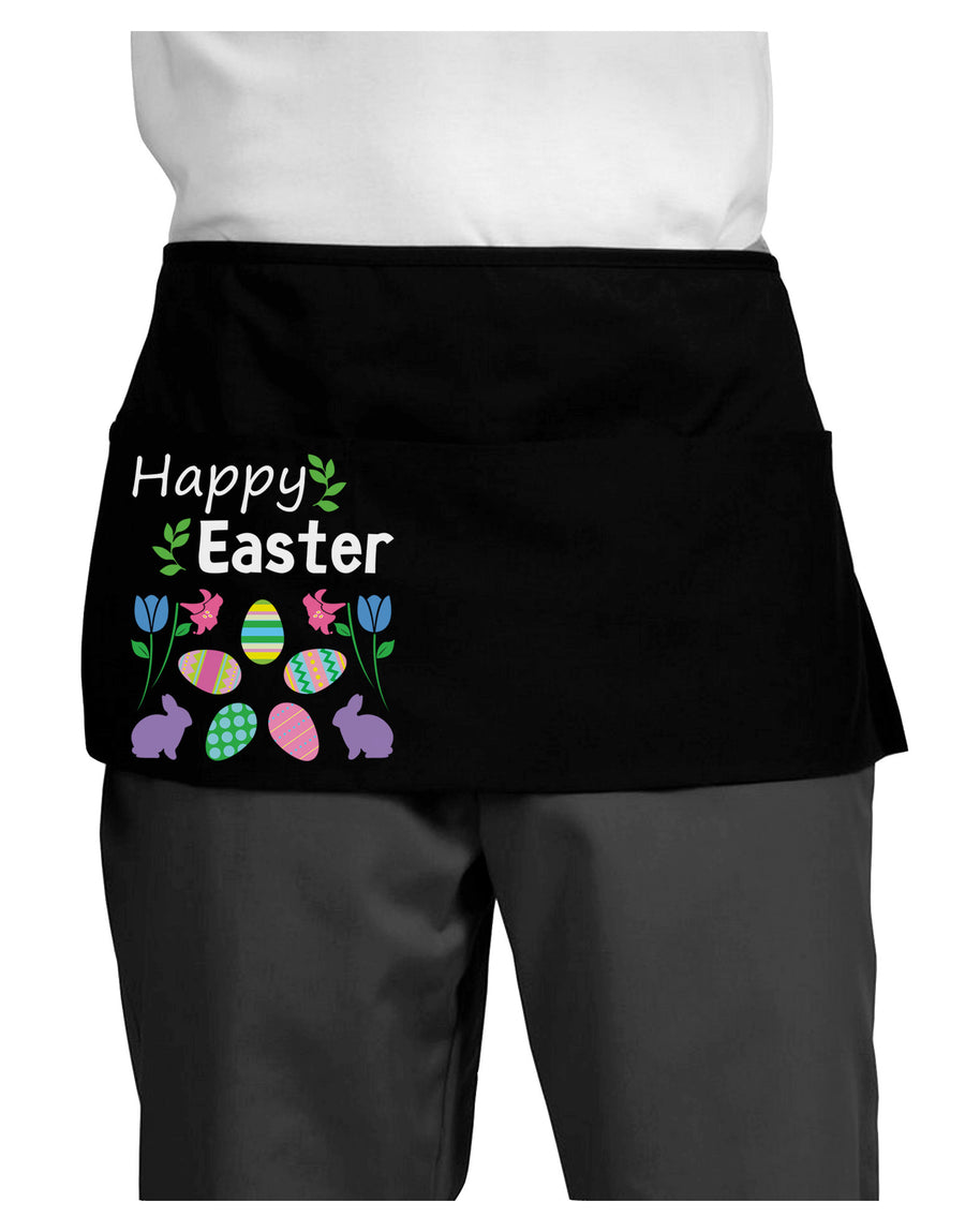 Happy Easter Design Dark Adult Mini Waist Apron, Server Apron-Mini Waist Apron-TooLoud-Black-One-Size-Davson Sales