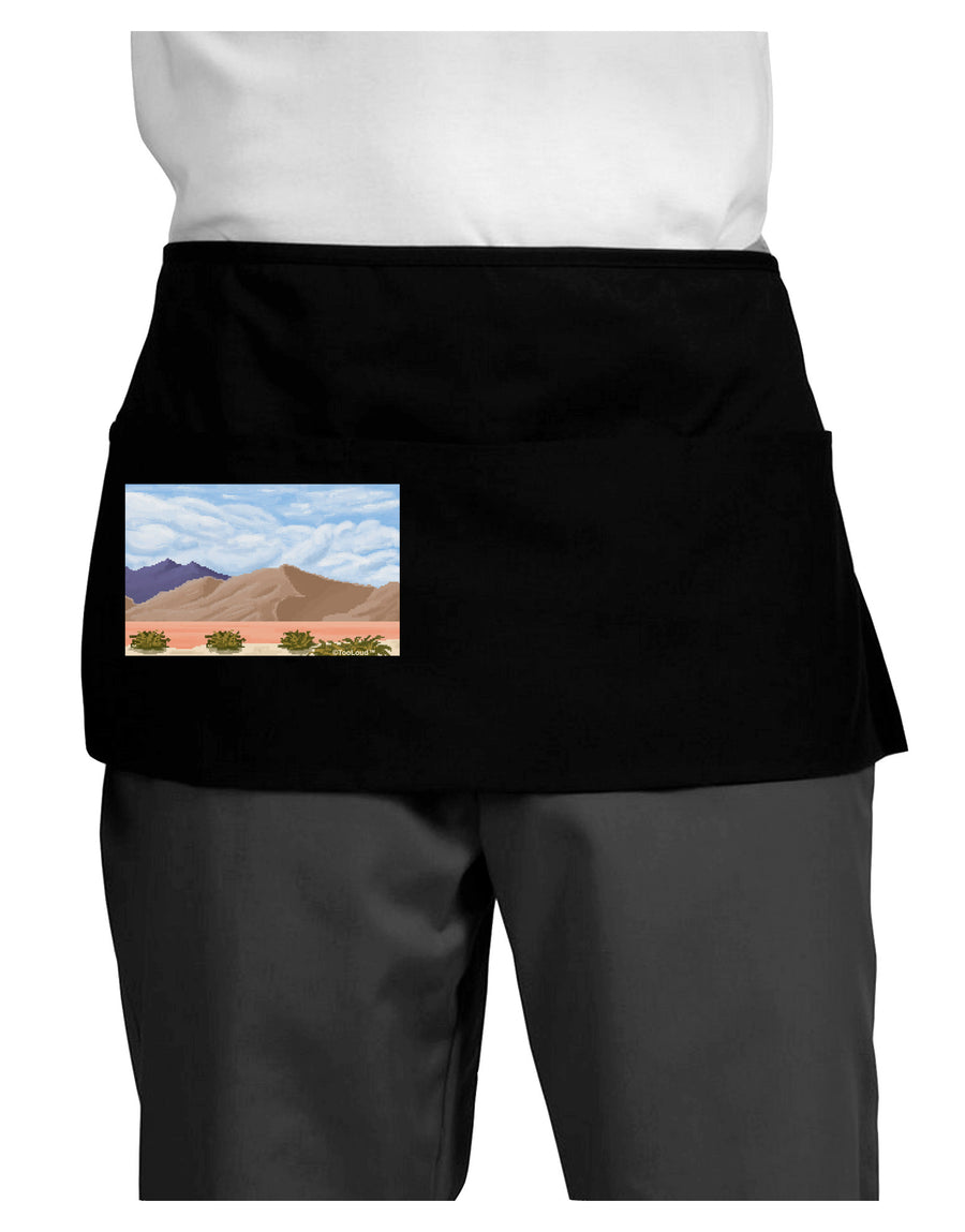 Pixel Landscape - Desert Dark Adult Mini Waist Apron, Server Apron-Mini Waist Apron-TooLoud-Black-One-Size-Davson Sales