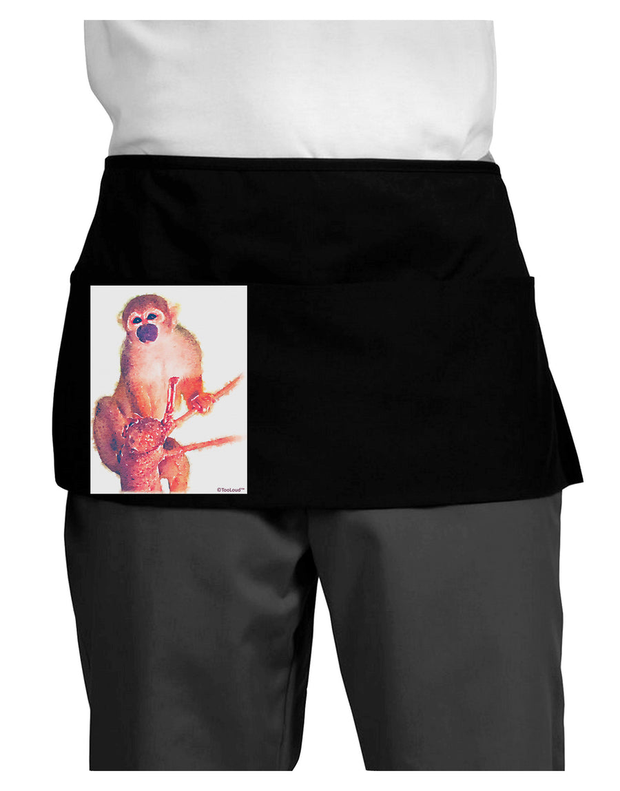 Monkey in Tree Watercolor Dark Adult Mini Waist Apron, Server Apron-Mini Waist Apron-TooLoud-Black-One-Size-Davson Sales