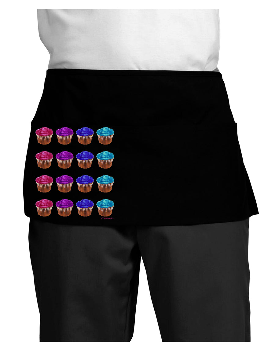 Colorful Cupcake Pattern Dark Adult Mini Waist Apron, Server Apron by TooLoud-Mini Waist Apron-TooLoud-Black-One-Size-Davson Sales