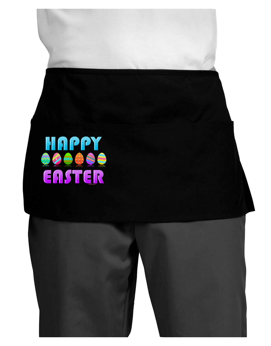 Happy Easter Decorated Eggs Dark Adult Mini Waist Apron, Server Apron-Mini Waist Apron-TooLoud-Black-One-Size-Davson Sales