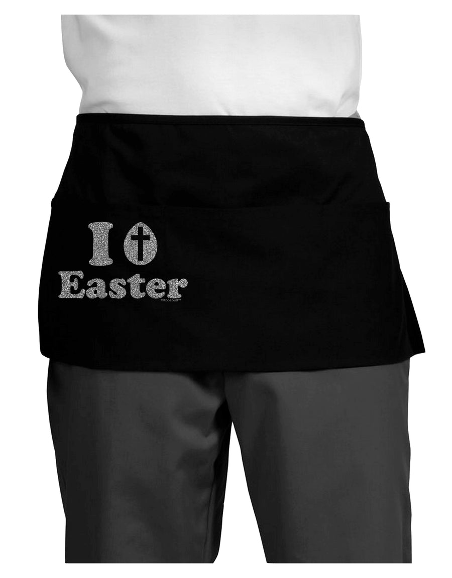 I Egg Cross Easter - Silver Glitter Dark Adult Mini Waist Apron, Server Apron by TooLoud