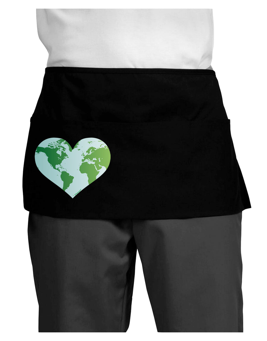 TooLoud World Globe Heart Dark Adult Mini Waist Apron, Server Apron-Mini Waist Apron-TooLoud-Black-One-Size-Davson Sales