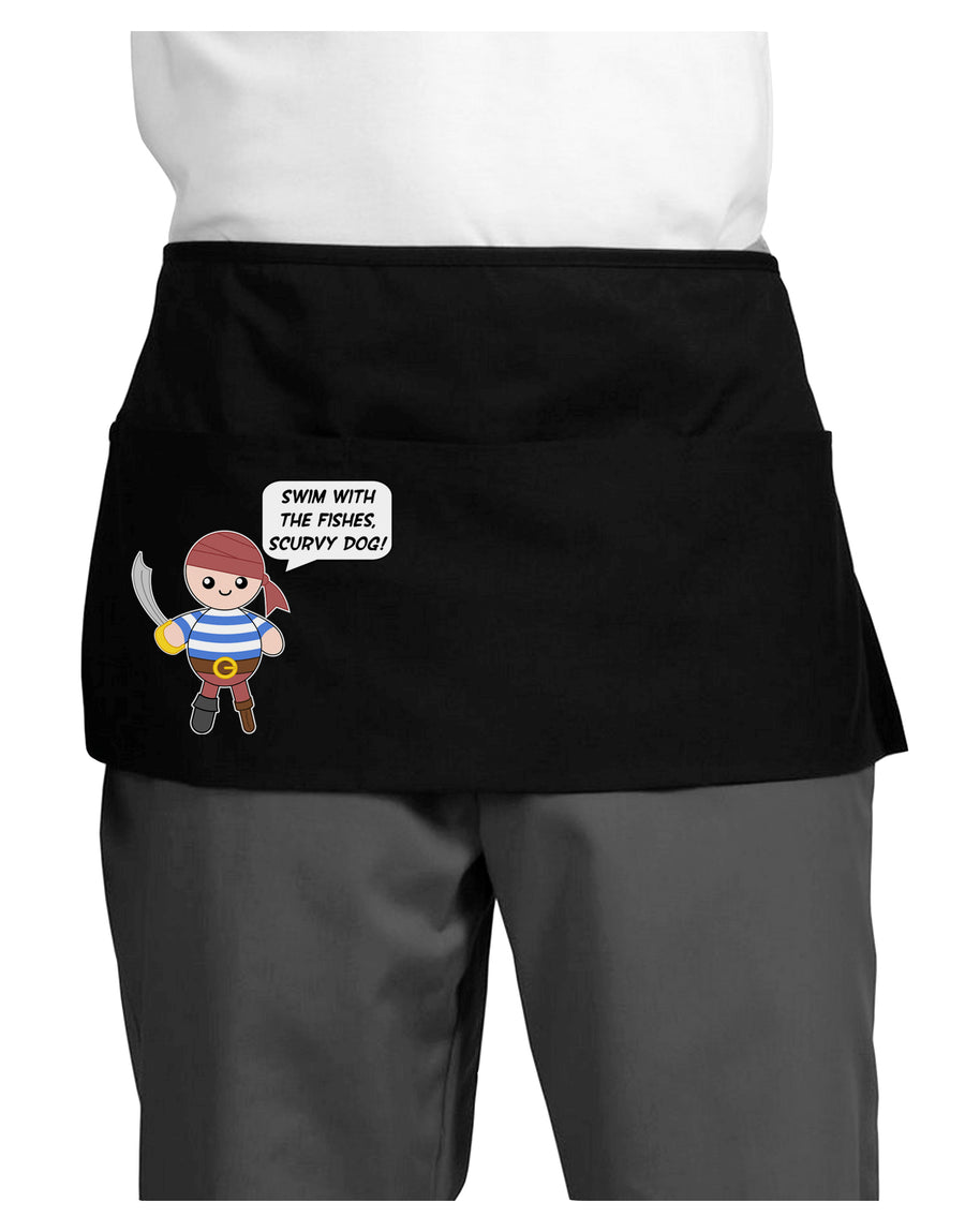 Swim With the Fishes- Petey the Pirate Dark Adult Mini Waist Apron, Server Apron-Mini Waist Apron-TooLoud-Black-One-Size-Davson Sales