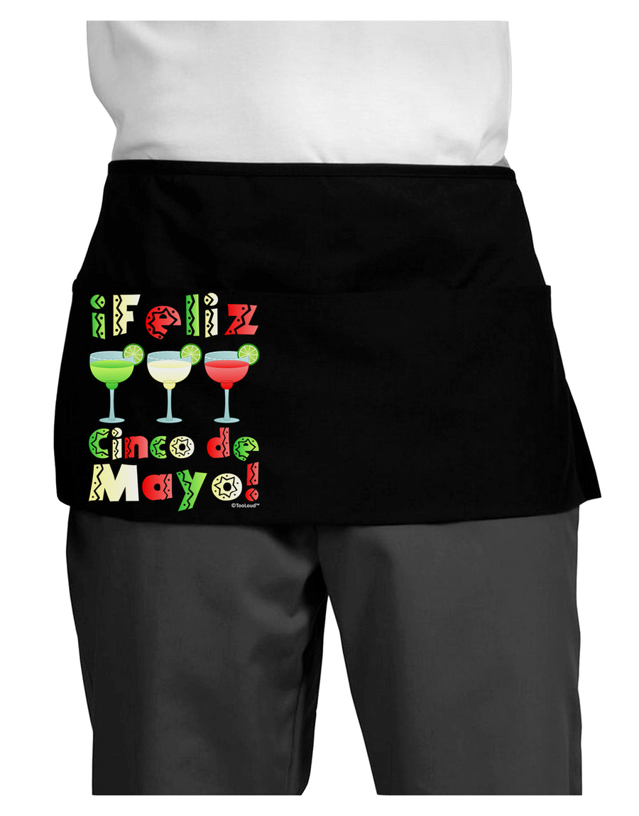 Margaritas - Mexican Flag Colors - Feliz Cinco de Mayo Dark Adult Mini Waist Apron, Server Apron by TooLoud-Mini Waist Apron-TooLoud-Black-One-Size-Davson Sales