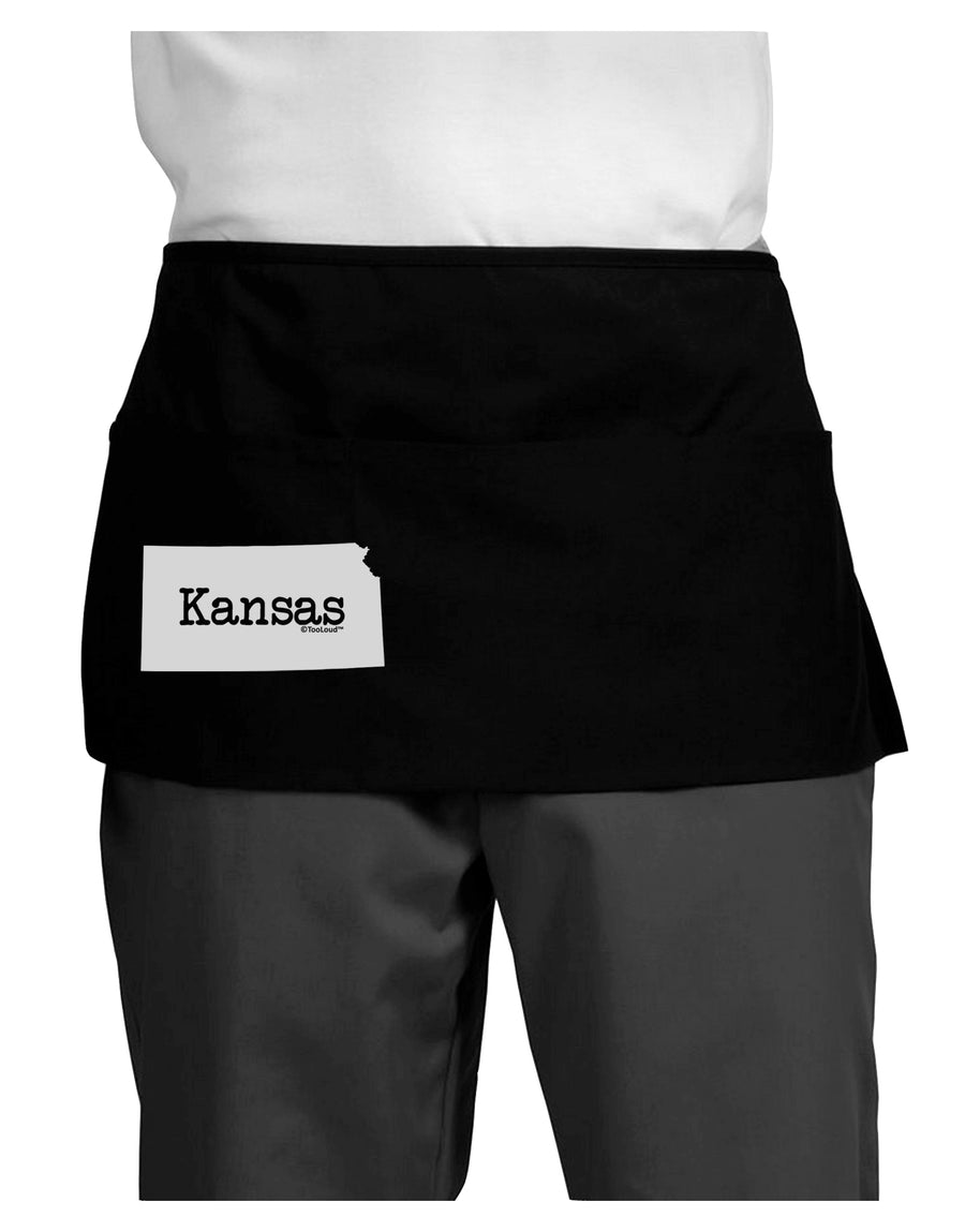 Kansas - United States Shape Dark Adult Mini Waist Apron, Server Apron by TooLoud-Mini Waist Apron-TooLoud-Black-One-Size-Davson Sales