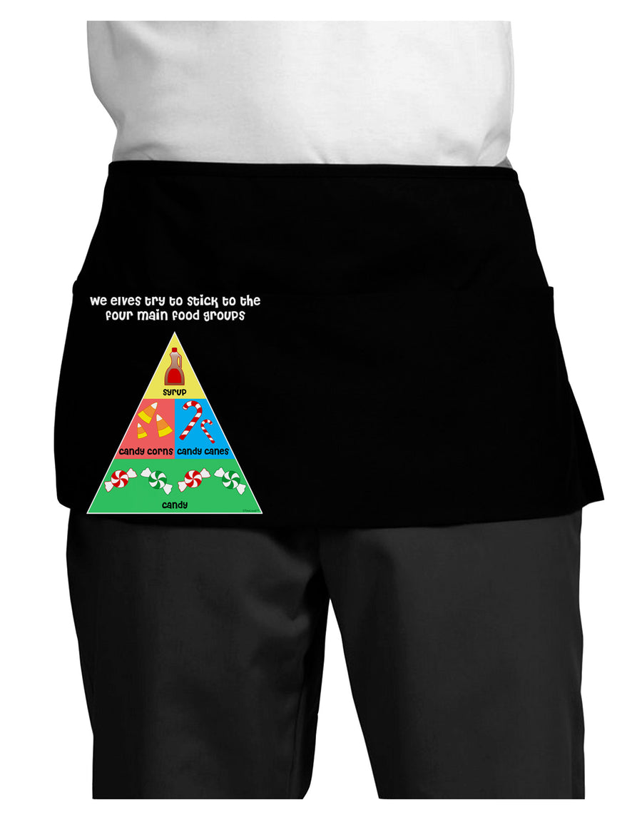 Main Food Groups of an Elf - Christmas Dark Adult Mini Waist Apron, Server Apron-Mini Waist Apron-TooLoud-Black-One-Size-Davson Sales