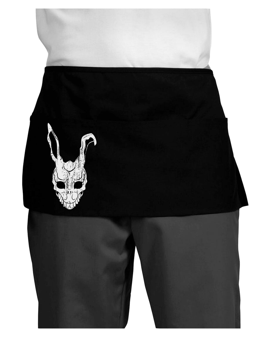 Scary Bunny Face White Distressed Dark Adult Mini Waist Apron, Server Apron-Mini Waist Apron-TooLoud-Black-One-Size-Davson Sales