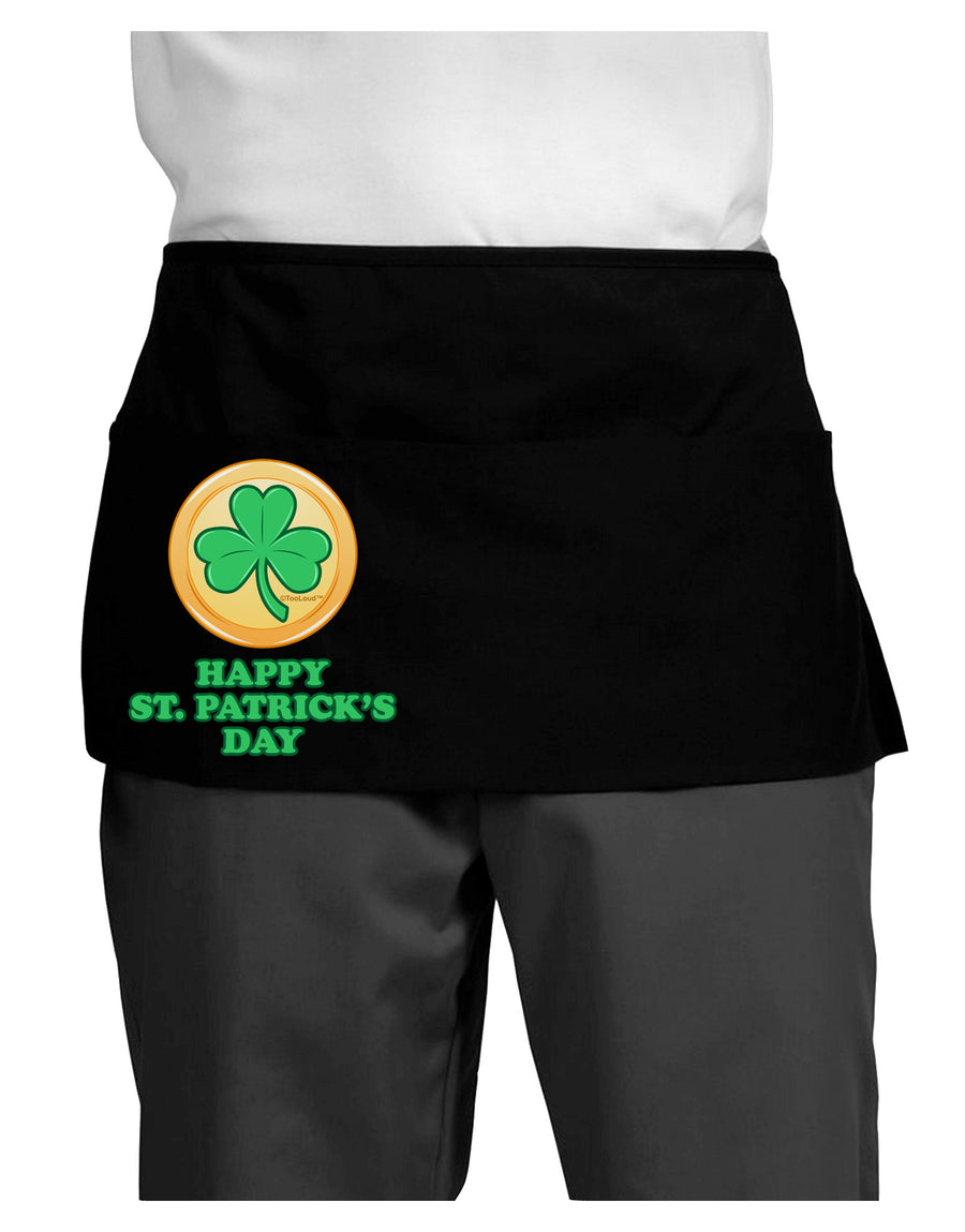 Shamrock Button - St Patrick's Day Dark Adult Mini Waist Apron, Server Apron by TooLoud-Mini Waist Apron-TooLoud-Black-One-Size-Davson Sales