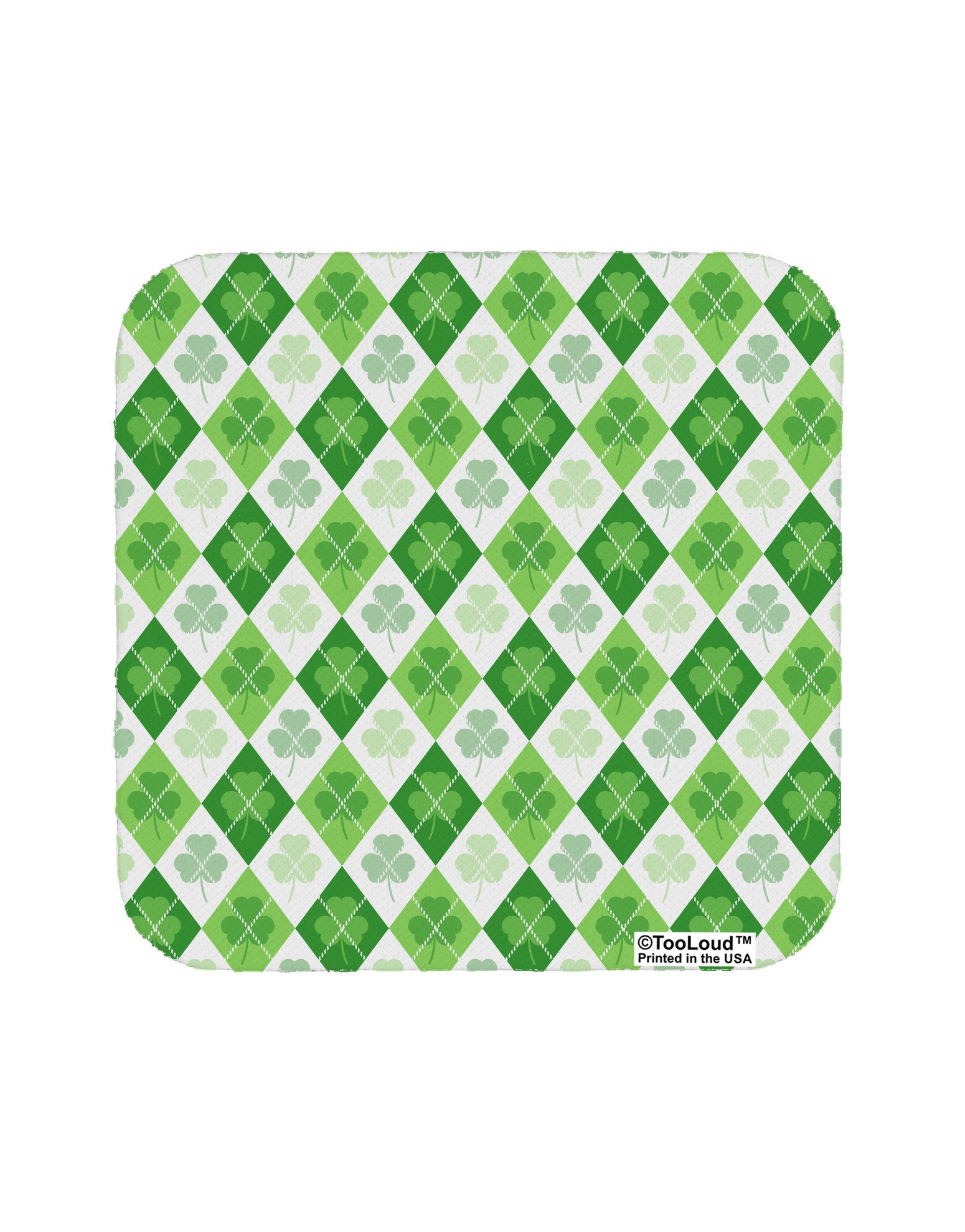 St Patrick's Day Green Shamrock Argyle Coaster All Over Print-Coasters-TooLoud-1-Davson Sales