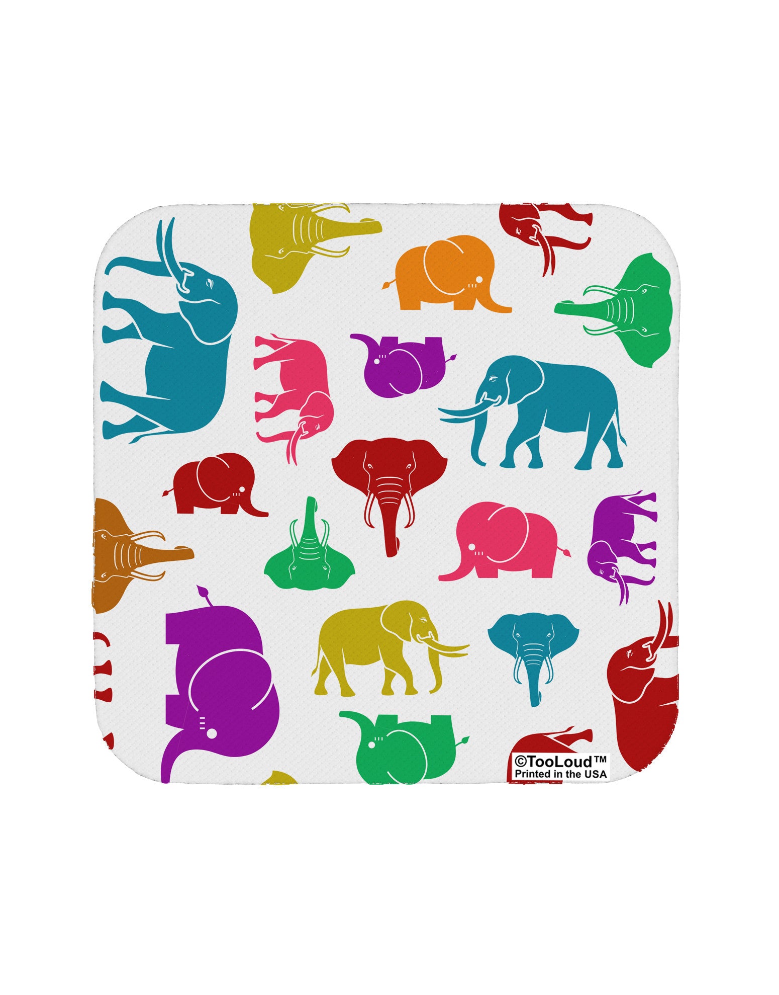 Colorful Elephants AOP Coaster All Over Print-Coasters-TooLoud-1-Davson Sales