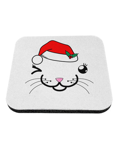 Kyu-T Face Kattia Santa Hat Girl Cat Coaster-Coasters-TooLoud-White-Davson Sales