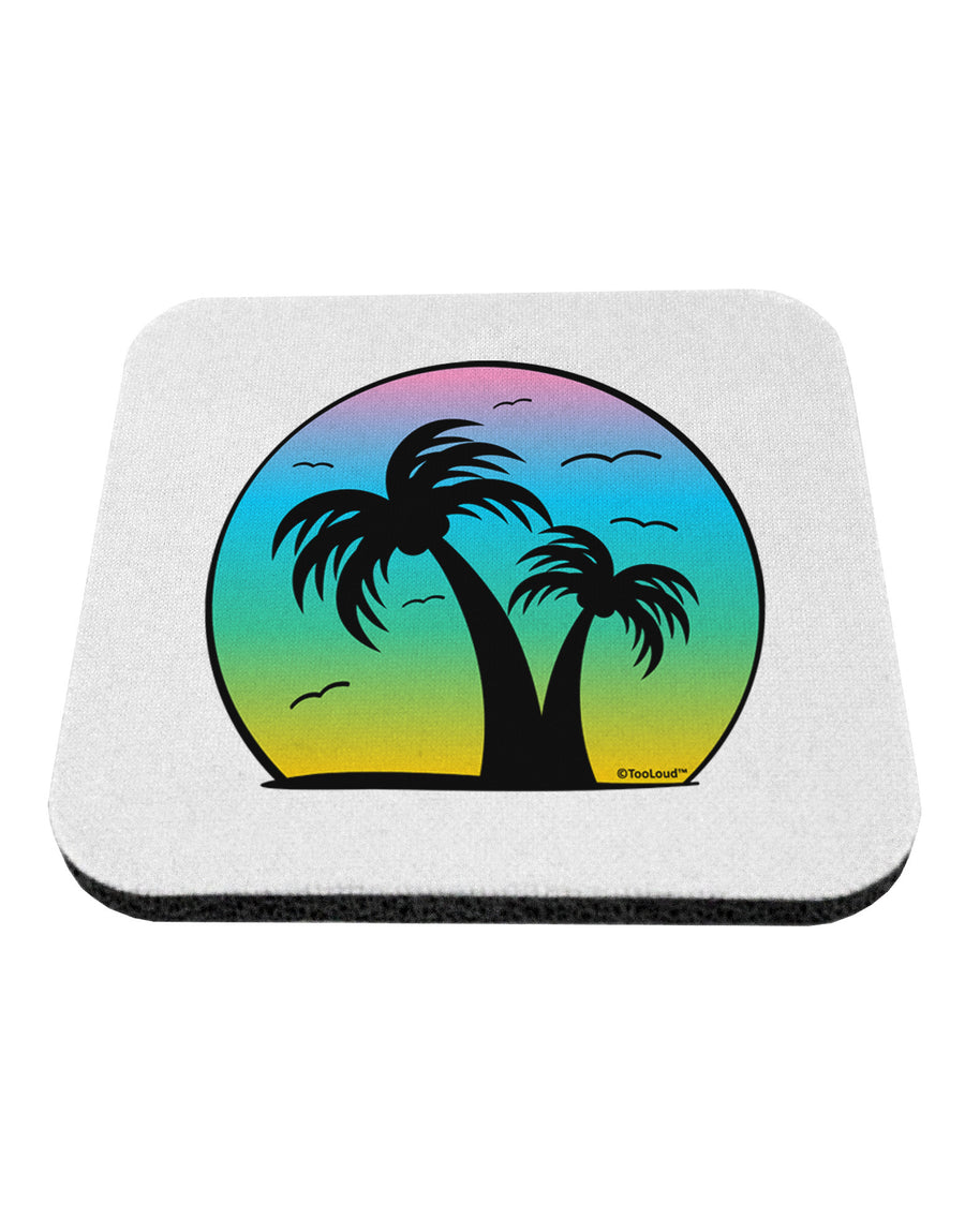 Palm Trees Silhouette - Beach Sunset Design Coaster-Coasters-TooLoud-White-Davson Sales