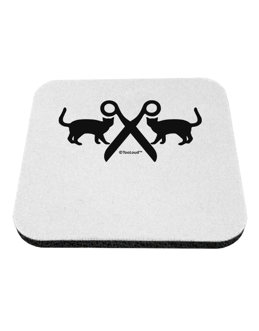 Two Cats With Scissors Coaster by TooLoud-Coasters-TooLoud-White-Davson Sales