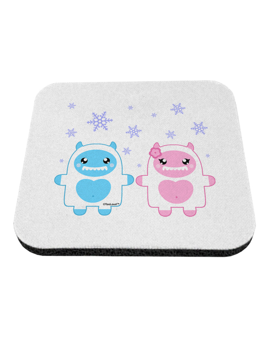 Cute Abominable Snowman Yeti Couple - Christmas Coaster-Coasters-TooLoud-White-Davson Sales