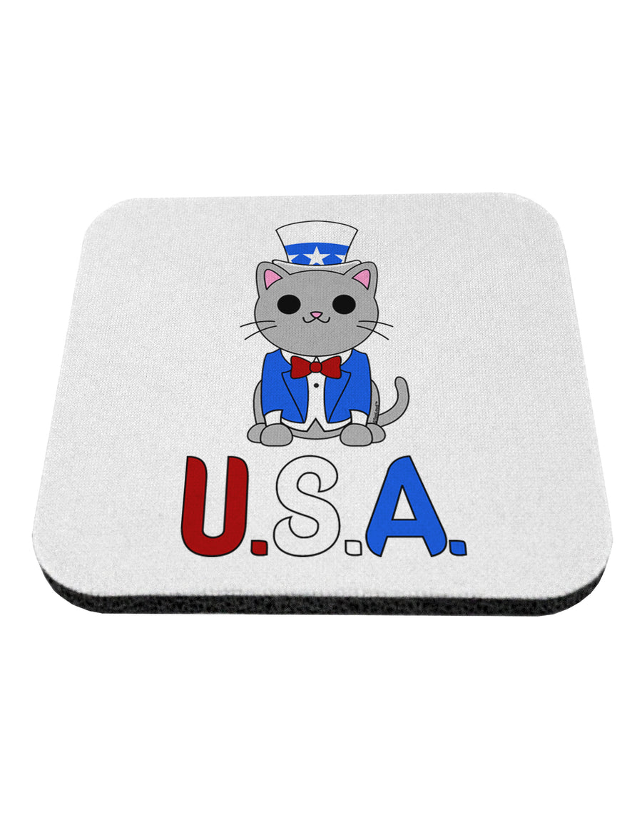 Patriotic Cat - USA Coaster by TooLoud-Coasters-TooLoud-White-Davson Sales