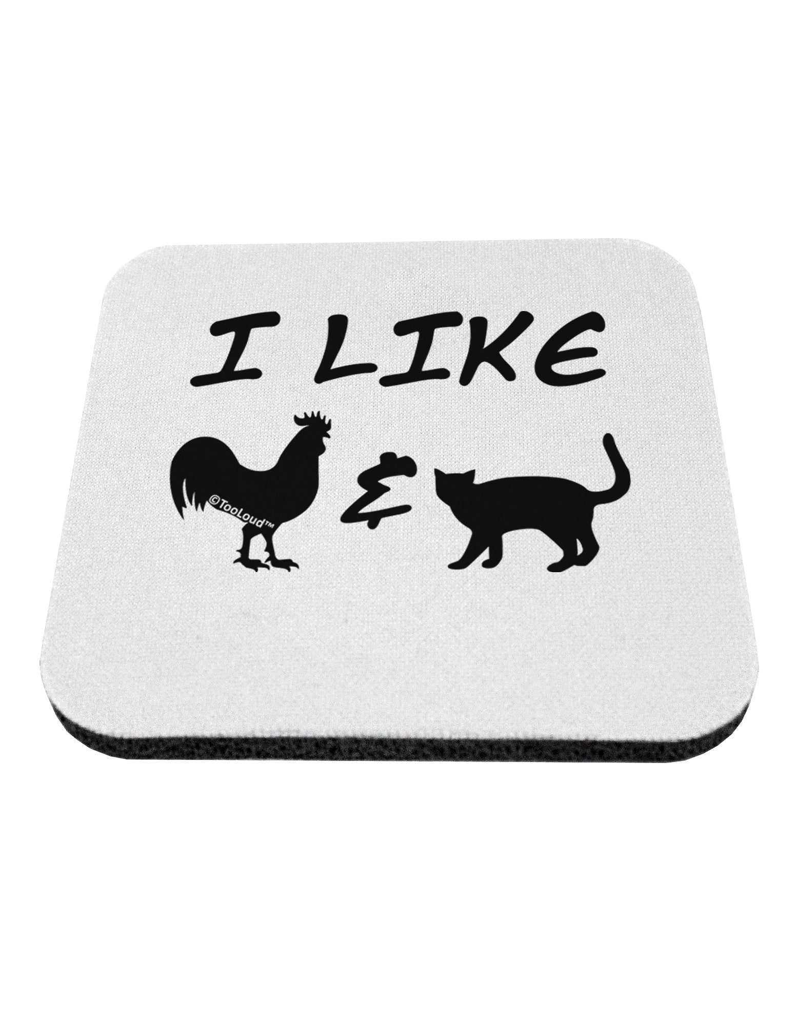 I Like Rooster & Cat Silhouette Coaster by TooLoud-Coasters-TooLoud-White-Davson Sales