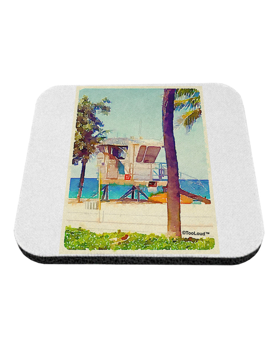 Lifeguard Station Watercolor Coaster-Coasters-TooLoud-White-Davson Sales