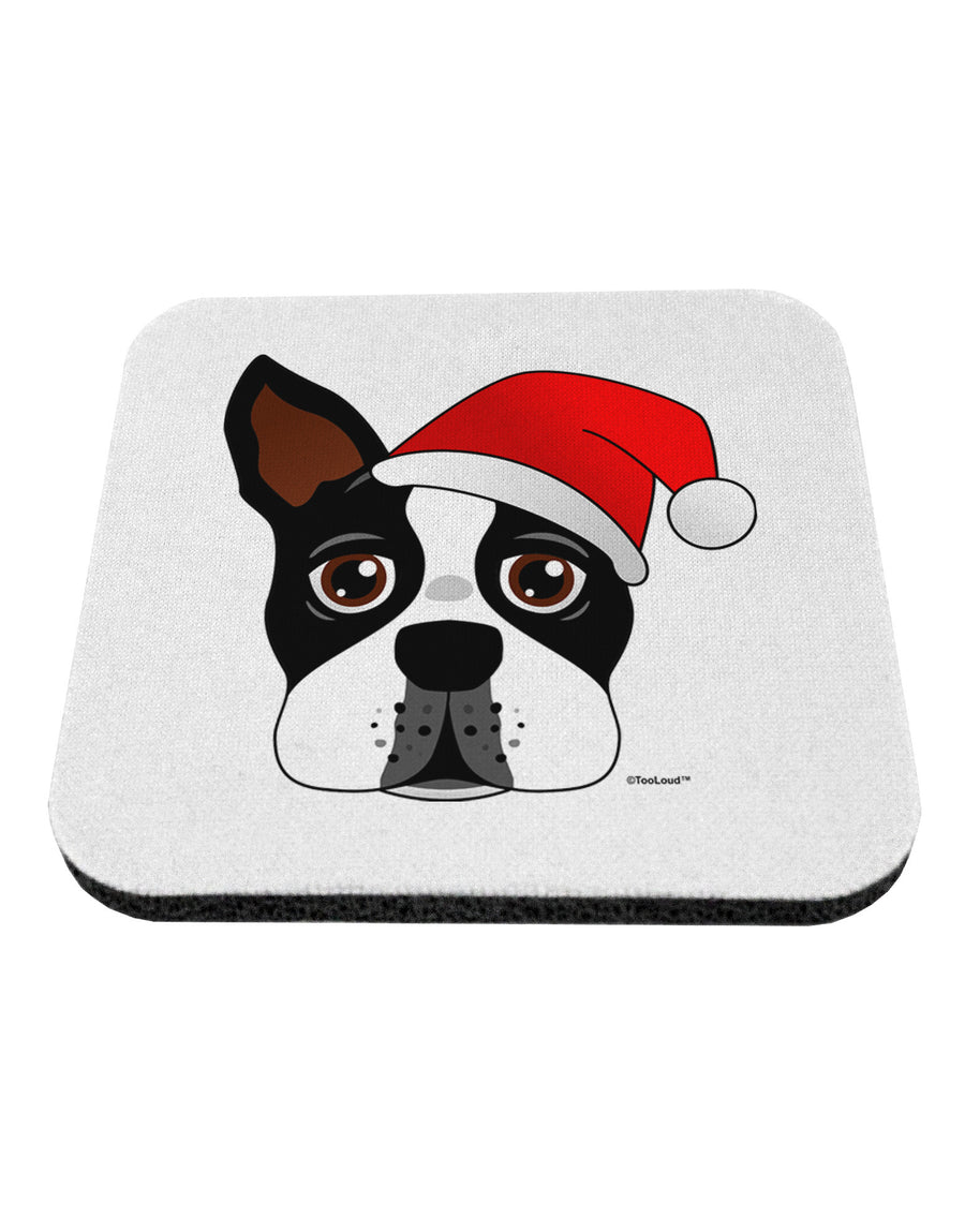 Cute Dog with Santa Hat - Christmas Coaster-Coasters-TooLoud-White-Davson Sales