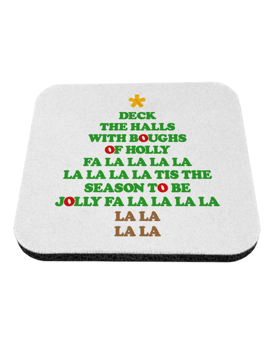 Deck the Halls Lyrics Christmas Tree Coaster-Coasters-TooLoud-White-Davson Sales