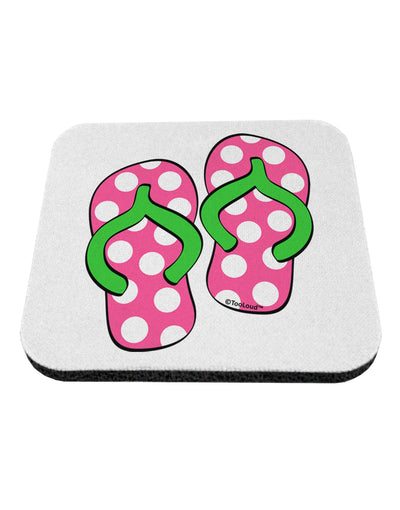 Cute Polka Dot Flip Flops - Pink and Green Coaster-Coasters-TooLoud-White-Davson Sales