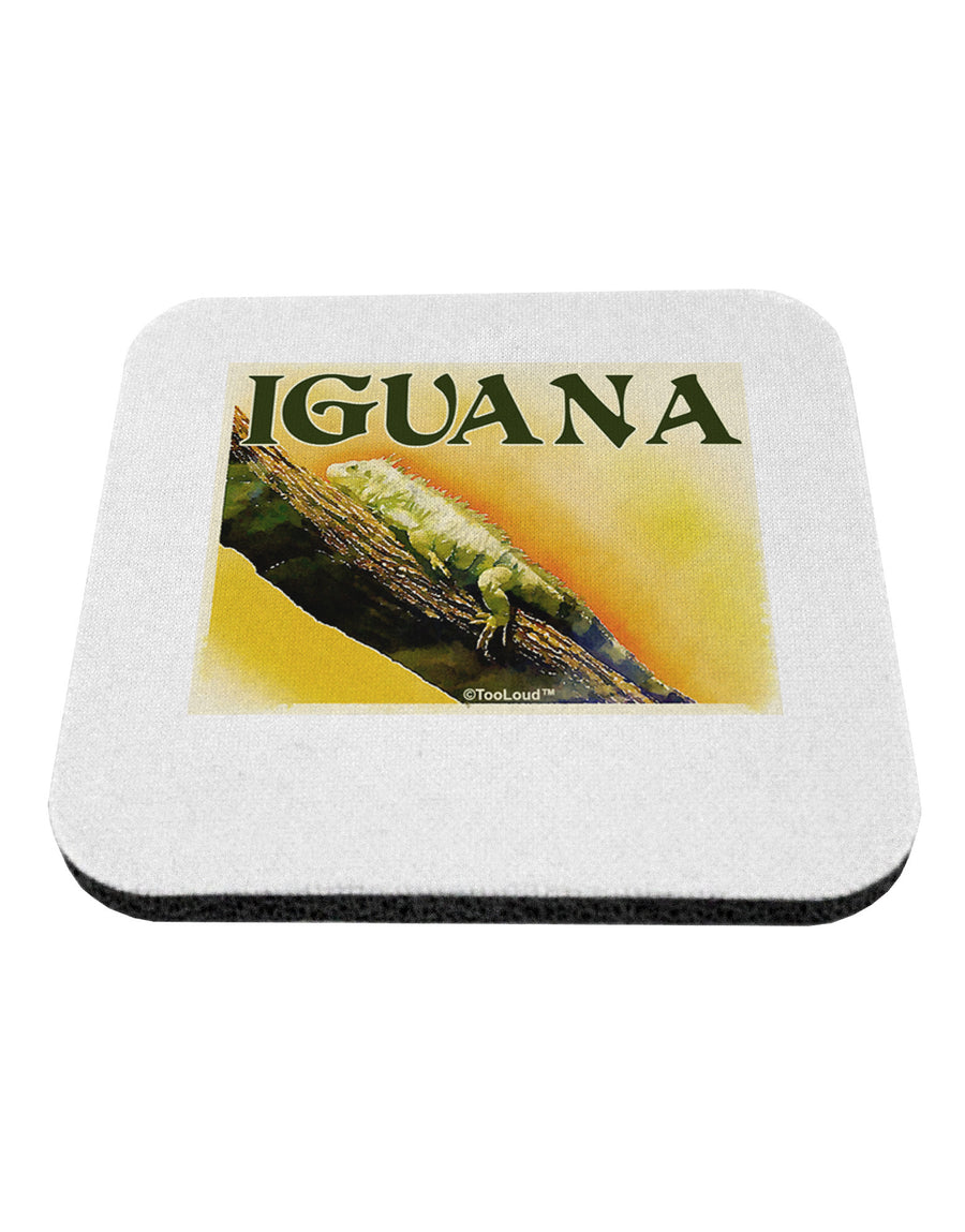 Iguana Watercolor Text Coaster-Coasters-TooLoud-White-Davson Sales