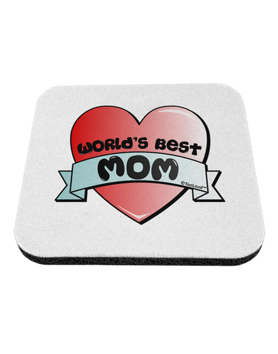 World's Best Mom - Heart Banner Design Coaster by TooLoud-Coasters-TooLoud-White-Davson Sales