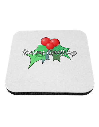 Holly Seasons Greetings Text Coaster by TooLoud-Coasters-TooLoud-White-Davson Sales