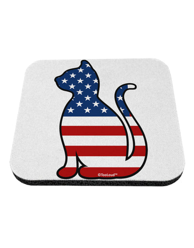 Patriotic Cat Design Coaster by TooLoud-Coasters-TooLoud-White-Davson Sales